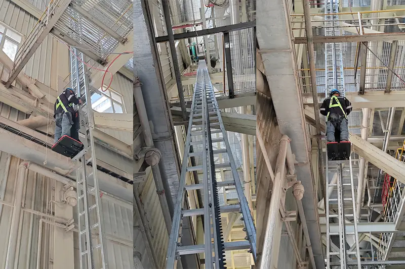 3S LIFT Tower Climber provides workers with a lifting solution for safe high-altitude operations in the 20-meter factory building of Dalian Thermal Power Plant in China